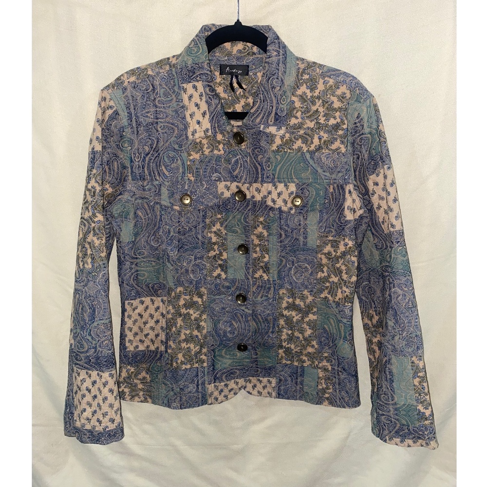Patchwork Tapestry Blue Multi Color Jacket